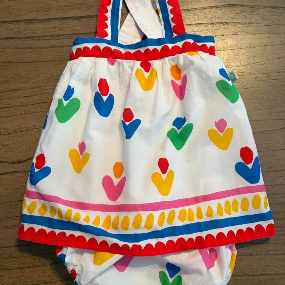 Kids Multicolor Heart Print Matching Set - White